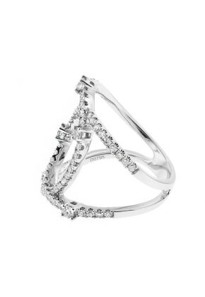 Crossover Style Statement Ring with Diamonds in 18k White Gold