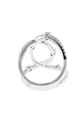 Crossover Style Statement Ring with Diamonds in 18k White Gold