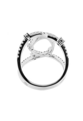 Crossover Style Statement Ring with Diamonds in 18k White Gold