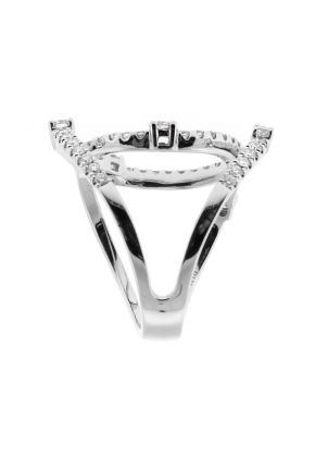 Crossover Style Statement Ring with Diamonds in 18k White Gold