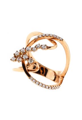Wide Twists and Turns Ladies Diamond Fashion Ring in 18kt Rose Gold