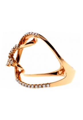 Wide Twists and Turns Ladies Diamond Fashion Ring in 18kt Rose Gold