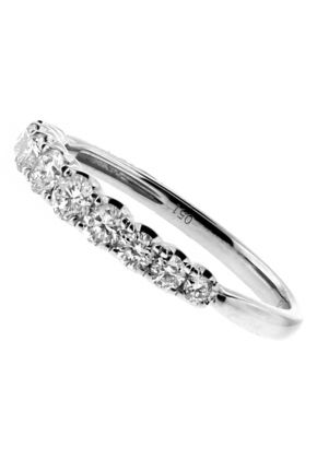 Graduating Diamonds Ladies Wedding Band Ring in 18kt White Gold