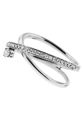Ladies Criss-Cross Diamond Ring in 18kt White Gold