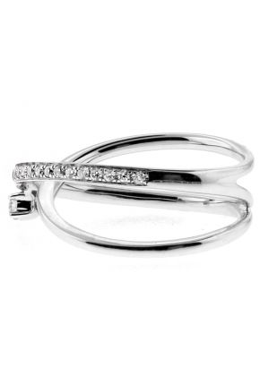 Ladies Criss-Cross Diamond Ring in 18kt White Gold