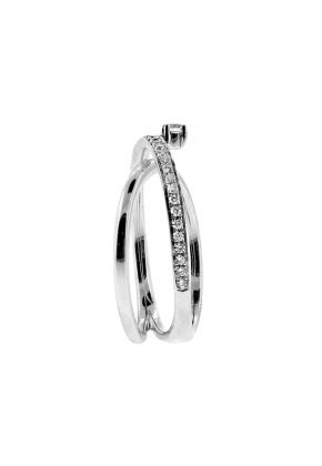 Ladies Criss-Cross Diamond Ring in 18kt White Gold