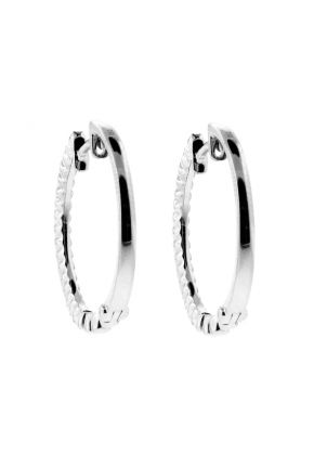 One inch Diameter Diamond Hoop Earrings in 18kt White Gold