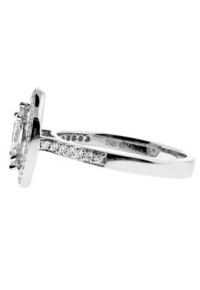 Marquise Halo with Invisible set Diamonds Ladies Ring in 18kt White Gold