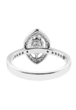 Marquise Halo with Invisible set Diamonds Ladies Ring in 18kt White Gold