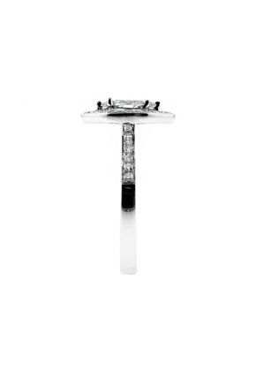 Marquise Halo with Invisible set Diamonds Ladies Ring in 18kt White Gold