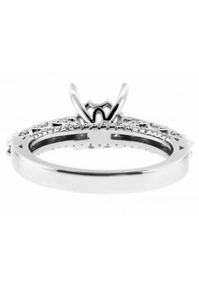 Single Row Prong Set Engagement Ring with Scalloped Side Design in 18kt White Gold
