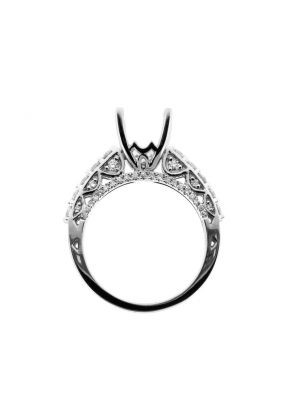 Single Row Prong Set Engagement Ring with Scalloped Side Design in 18kt White Gold