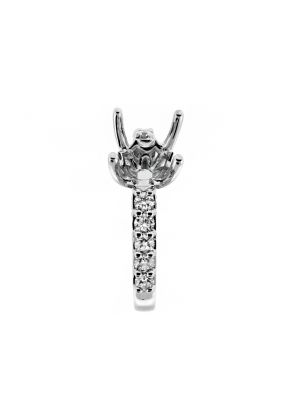 Single Row Prong Set Engagement Ring with Scalloped Side Design in 18kt White Gold