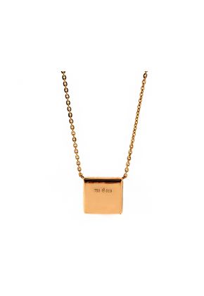Square Necklace, Half filled with Pave set Diamonds in 18kt Rose Gold