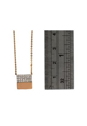 Square Necklace, Half filled with Pave set Diamonds in 18kt Rose Gold