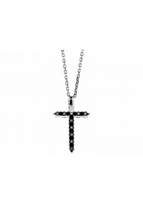 Single Row, Prong Set Diamond Cross in 18kt White Gold