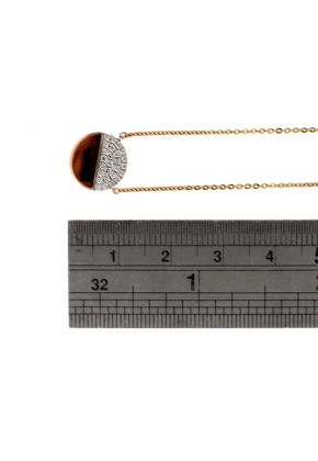 Circle Half Filled with Pave Set Diamonds Necklace in 18kt Rose Gold