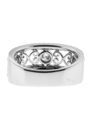 Ladies Vintage Style Diamond Band With Milgrain Details in 18kt White Gold