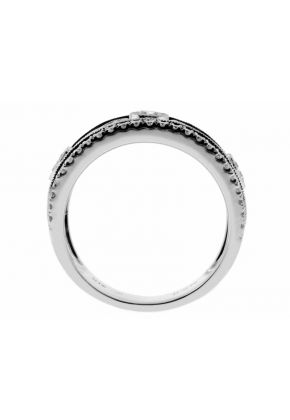 Ladies Vintage Style Diamond Band With Milgrain Details in 18kt White Gold