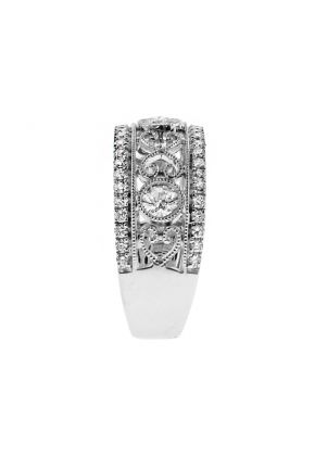 Ladies Vintage Style Diamond Band With Milgrain Details in 18kt White Gold