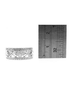 Ladies Vintage Style Diamond Band With Milgrain Details in 18kt White Gold