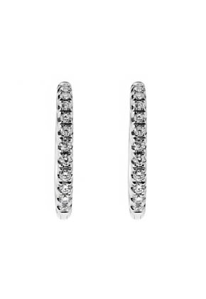 14.7mm x 1.8mm Diamond Hoop Earrings in 18kt White Gold