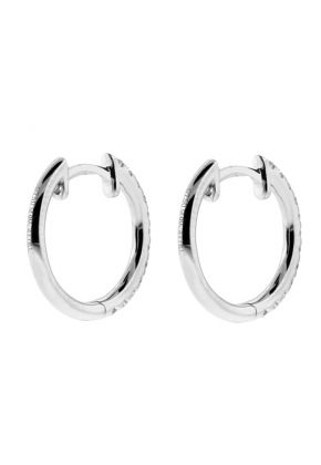 14.7mm x 1.8mm Diamond Hoop Earrings in 18kt White Gold