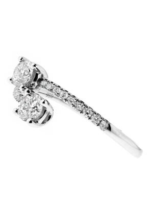 Two Stone Ring Design with 0.57 tcw Diamonds in 18kt White Gold