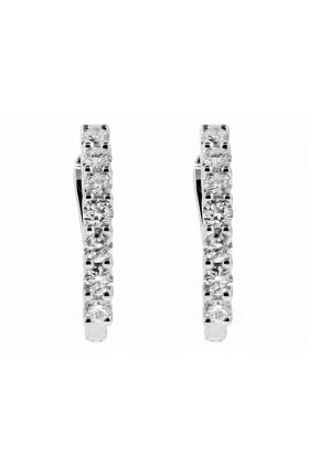 One Row Latch Back Diamond Huggie Style Earrings in 18kt White Gold