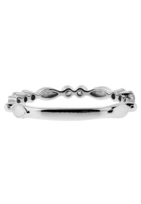 Ladies Stackable Diamond Ring with Lazer Cut and Beading Detail in 18kt White Gold