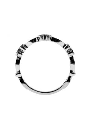 Ladies Stackable Diamond Ring with Lazer Cut and Beading Detail in 18kt White Gold