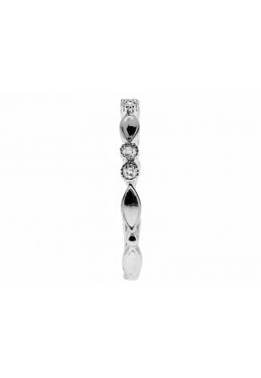 Ladies Stackable Diamond Ring with Lazer Cut and Beading Detail in 18kt White Gold