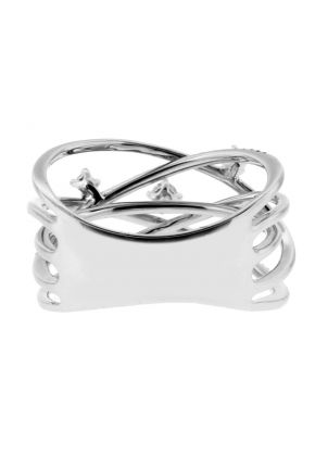 Ladies Highway Ring With Scattered Diamonds in 18kt White Gold