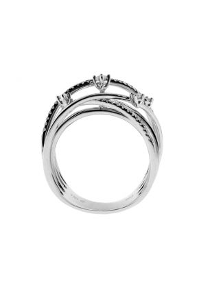 Ladies Highway Ring With Scattered Diamonds in 18kt White Gold