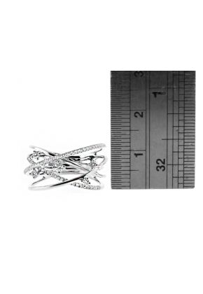 Ladies Highway Ring With Scattered Diamonds in 18kt White Gold