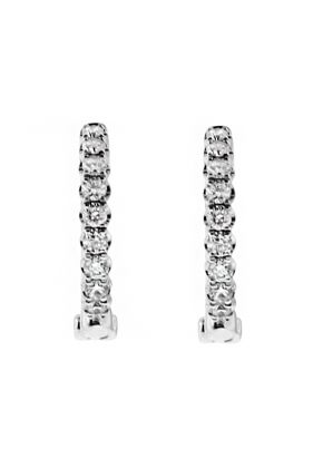 One Row Diamond Hoop Earrings in 18kt White Gold