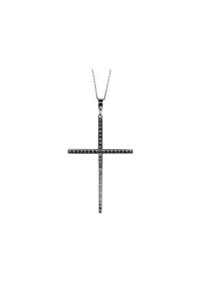 Large Thin Diamond Cross in 18kt White Gold