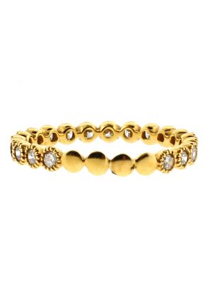 Ladies Beaded Bezel Set Diamond Eternity Band Designed with Sizing Ability in 18kt Yellow Gold