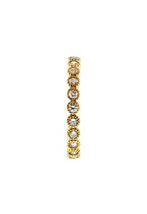 Ladies Beaded Bezel Set Diamond Eternity Band Designed with Sizing Ability in 18kt Yellow Gold