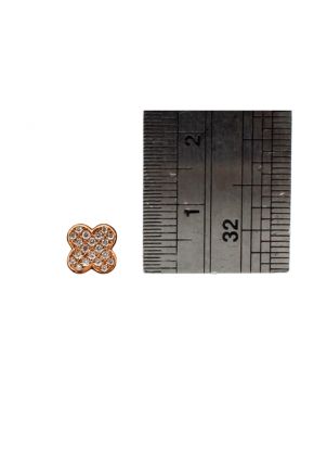 Clover Design Pave Set Diamond Post Back Earrings in 18kt Rose Gold