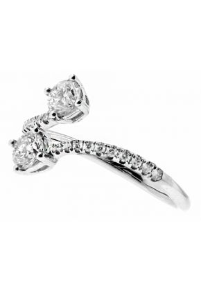 Two Stone Diamond Cross Over Ring in 18kt White Gold