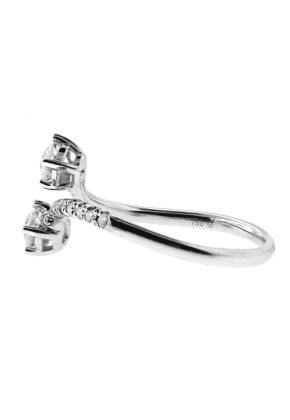 Two Stone Diamond Cross Over Ring in 18kt White Gold