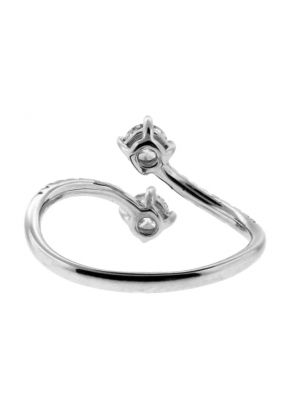 Two Stone Diamond Cross Over Ring in 18kt White Gold