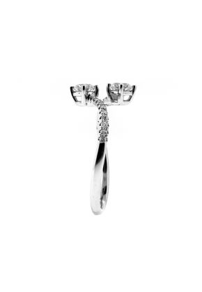 Two Stone Diamond Cross Over Ring in 18kt White Gold