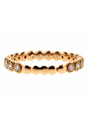 Ladies Beaded Bezel Set Diamond Eternity Band Designed with Sizing Ability in 18kt Rose Gold