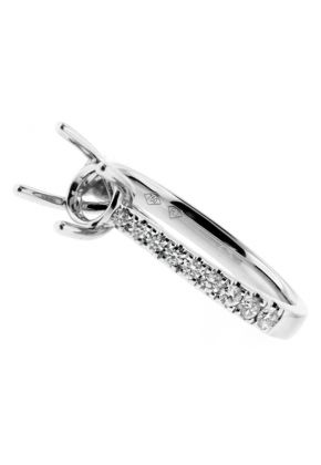 Graduating Diamonds in Shank Engagement Ring Semi Mount in 18kt White Gold