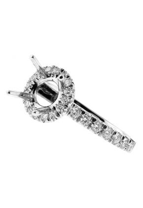Round Halo Diamond Engagement Ring Semi Mount in 18kt White Gold