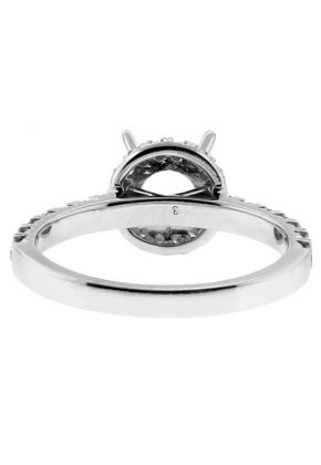 Round Halo Diamond Engagement Ring Semi Mount in 18kt White Gold