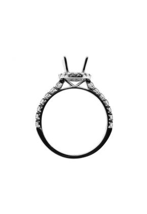 Round Halo Diamond Engagement Ring Semi Mount in 18kt White Gold
