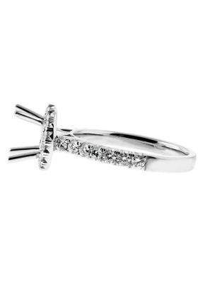 Round Halo Diamond Engagement Ring Semi Mount in 18kt White Gold